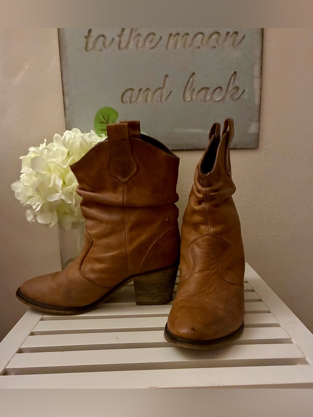 ALDO Brown Leather Mid Calf Cowboy Boots Women's Size 7